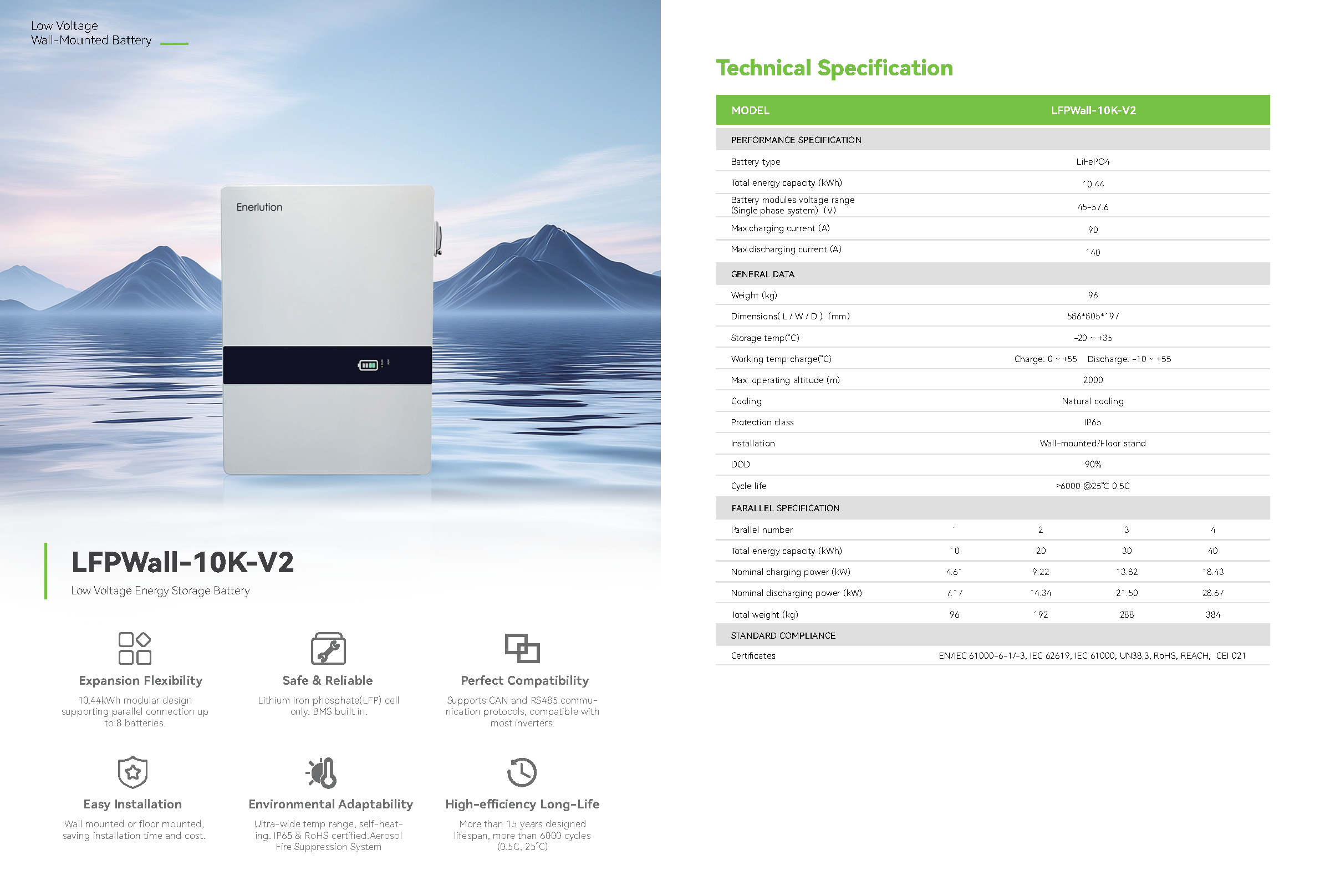 LFPWall-10K-V2 Low Voltage Energy Storage Battery