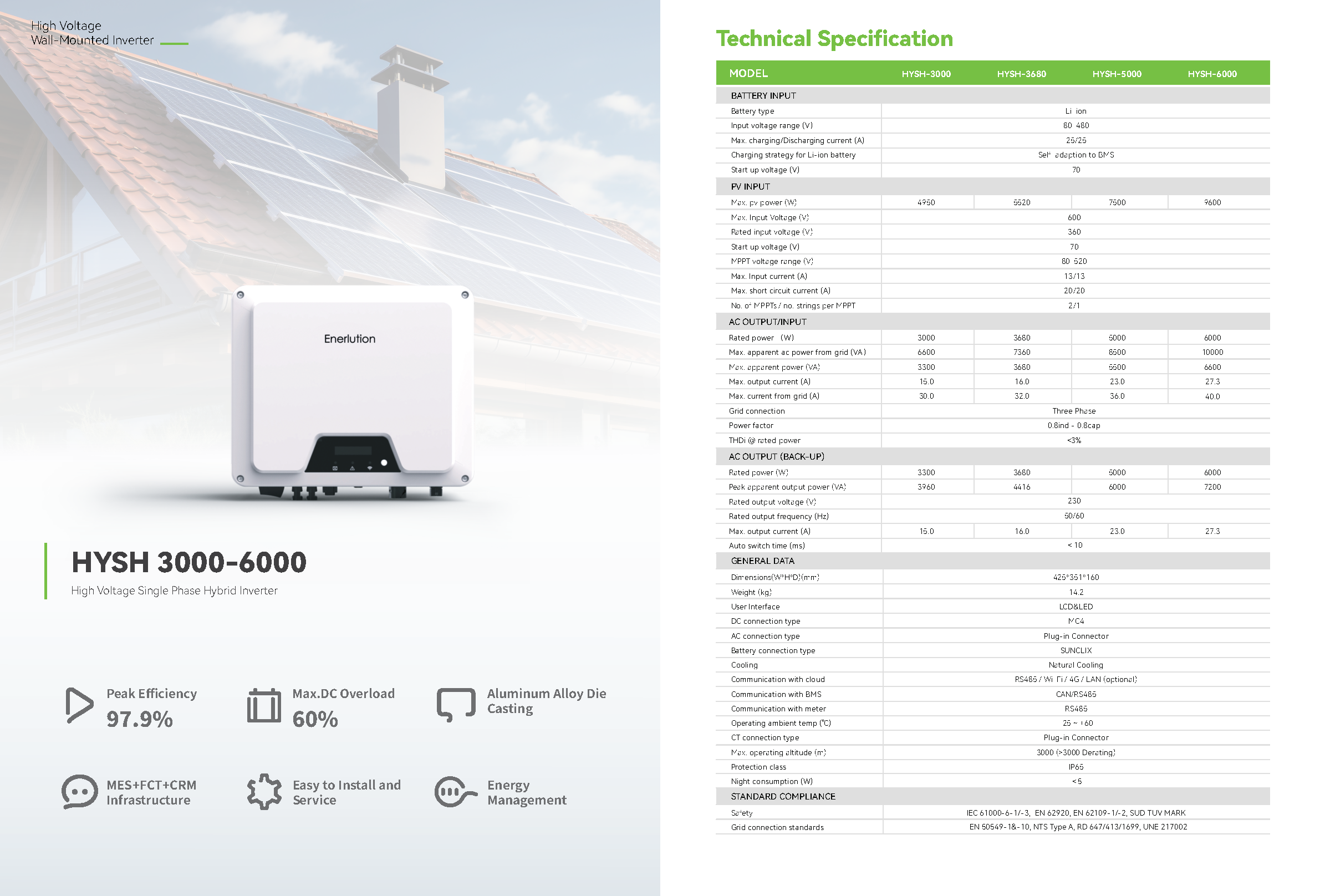 HYSH 3000-6000 High Voltage Single Phase Hybrid Inverter