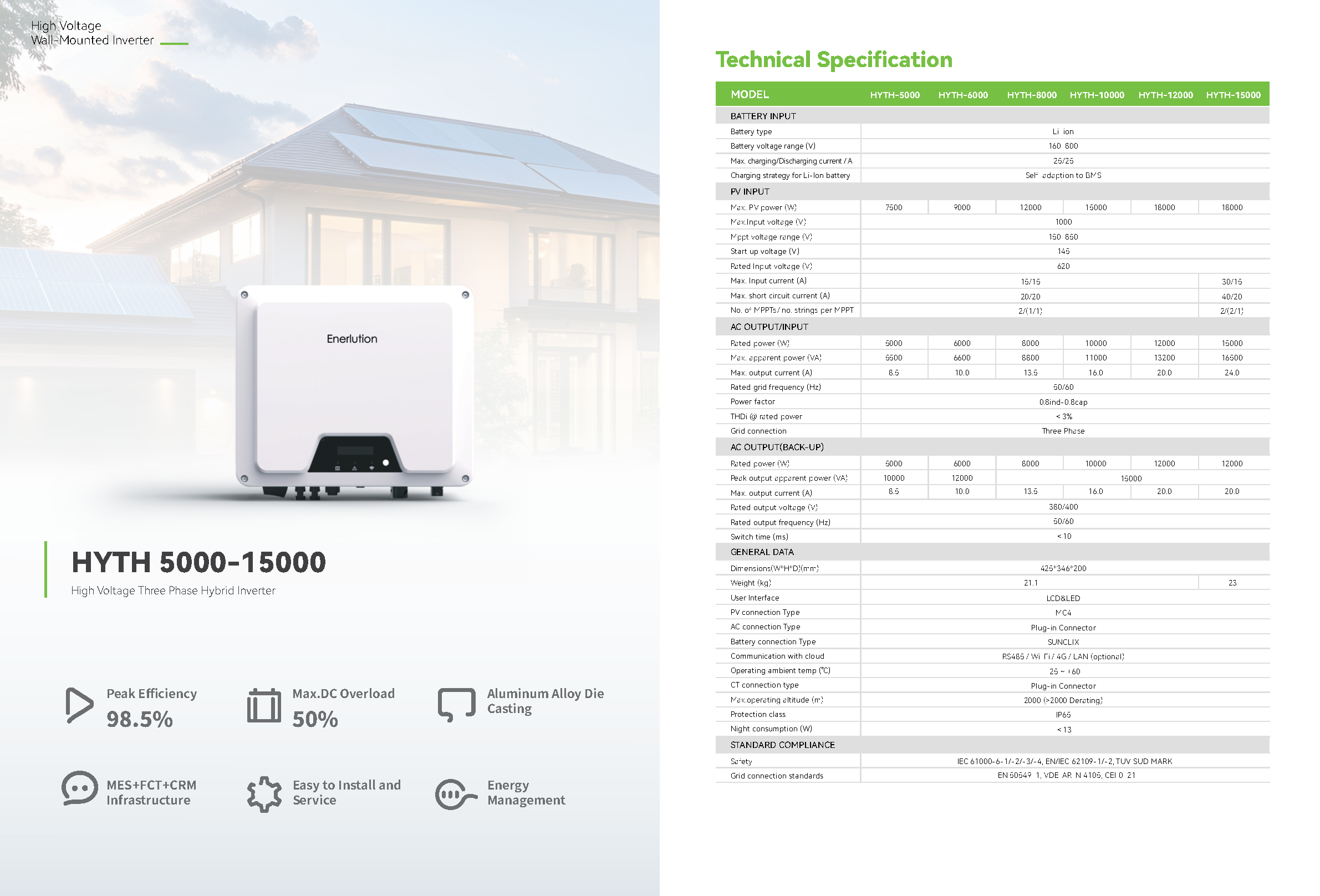 HYTH 5000-15000 High Voltage Three Phase Hybrid Inverter